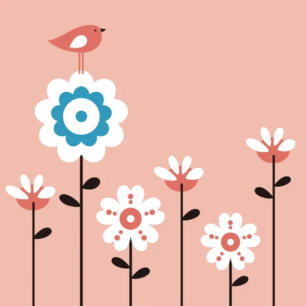 矢量花和鸟 — 图库矢量图片