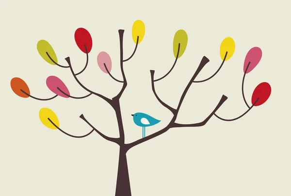 鸟和树 — 图库矢量图片