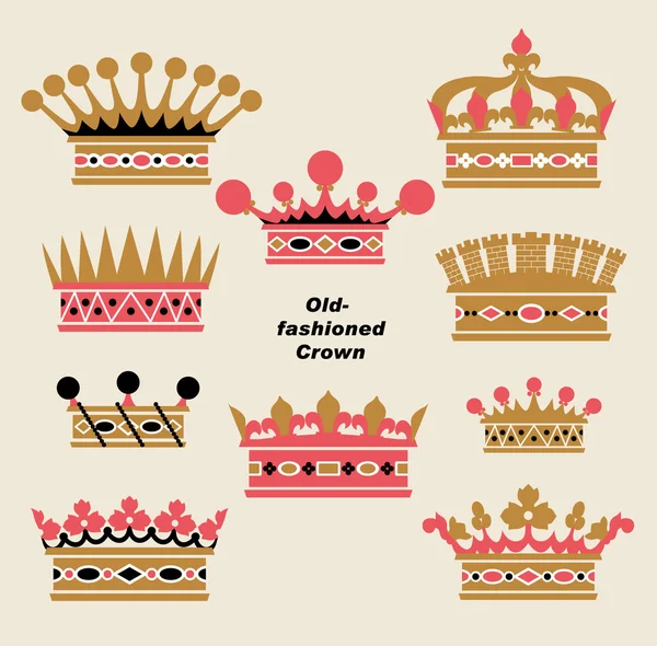 stock vector Vector old-fashioned crown sets