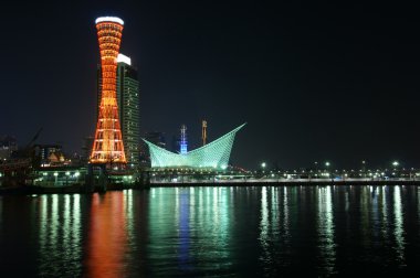 harbor kobe, Japonya gece manzara.