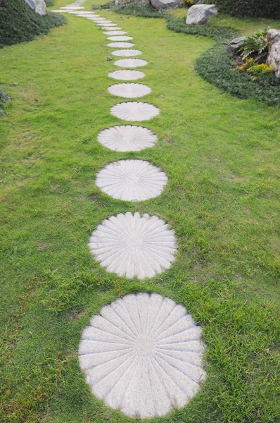 Il sentiero pedonale curvo nel giardino paesaggistico . — Foto Stock