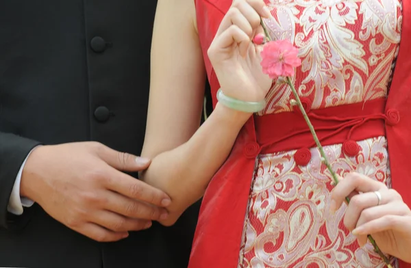 stock image Young couple hand in hand in wedding ceremony