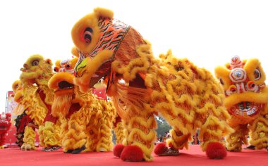 Chinese play lion dance clipart