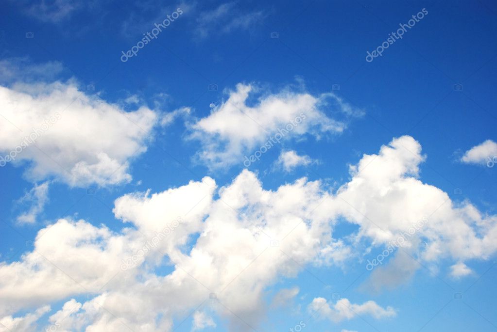 Serene blue sky and white cloud