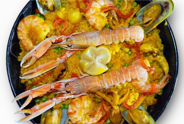 Paella with seafood clipart