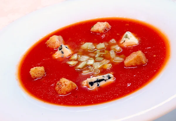 スペインの冷製トマト スープ ガスパチョ — ストック写真