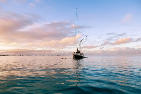 stock image Yacht in a marine in Caribbean sea