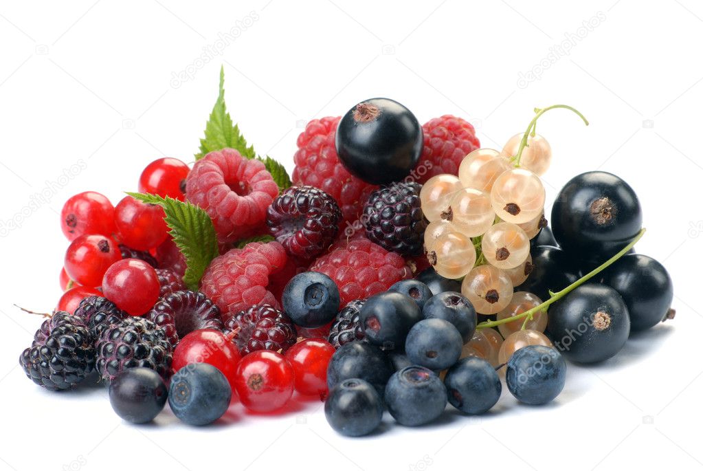 Summer berries with leaves