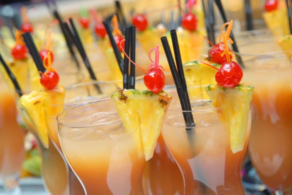 Cocktails with slices of pineapples — Stock Photo, Image