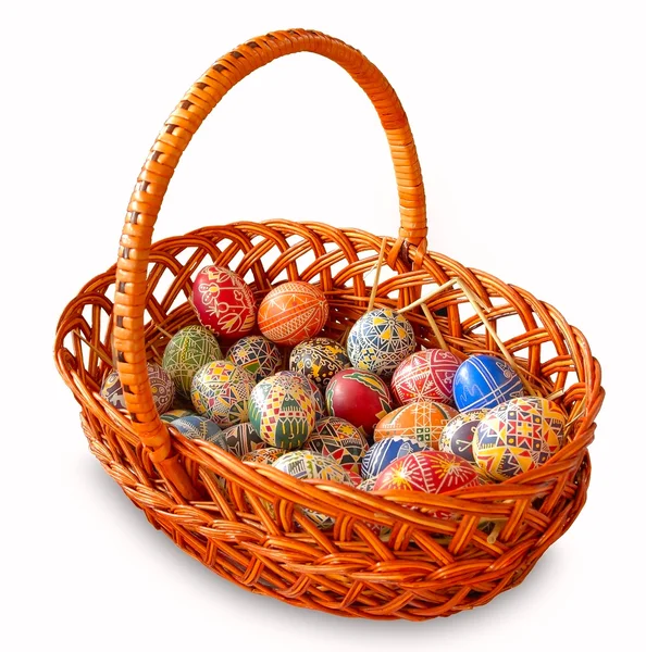 stock image Easter eggs in a wattled basket