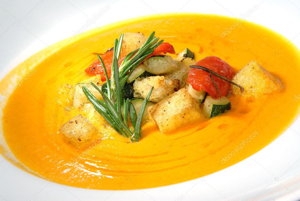 Pumpkin soup with vegetables