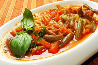 Lagman meal of the Uzbek ethnic cuisine clipart