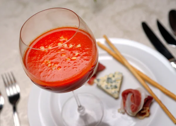 Sopa de tomate Gazpacho — Fotografia de Stock