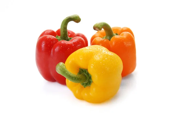 Peppar en paprika med vattendroppar — Stockfoto