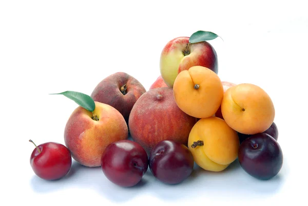 Plommon, aprikos och persika — Stockfoto