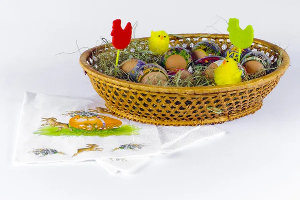 stock image Easter eggs in a basket