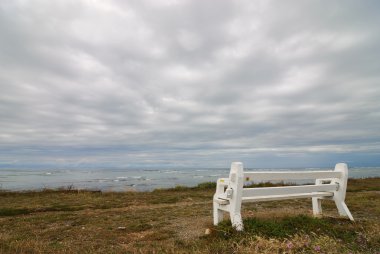 Empty bench and stormy weather clipart