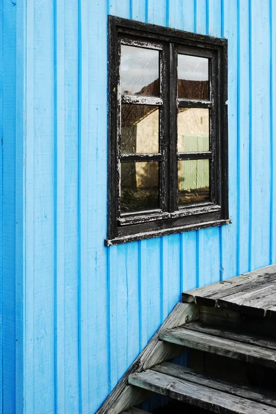 Blauwe strand hut — Stockfoto