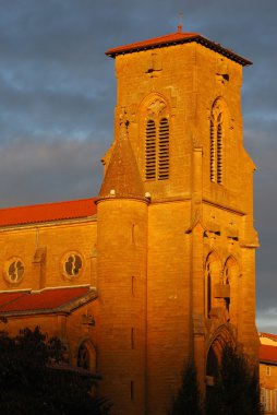 Orange sky on steeple clipart