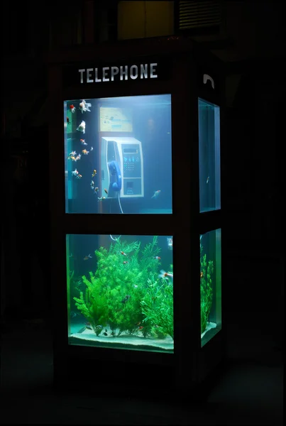 Akvarium telefonkiosk — Stockfoto
