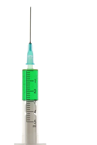 Zblízka na vertikální injekční stříkačka — Stock fotografie