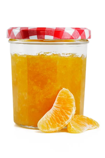 Marmelade pot met fruit — Stockfoto