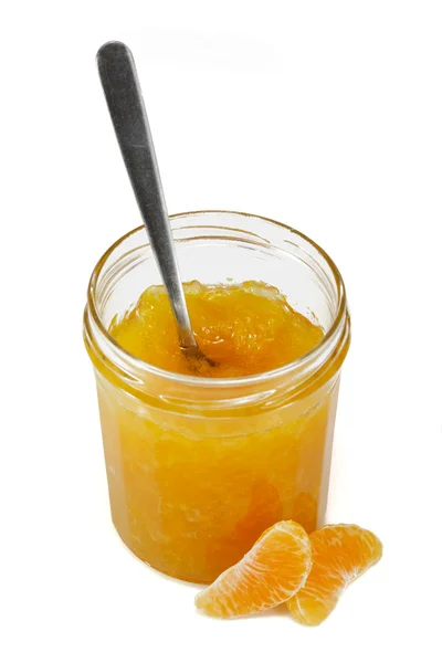 Mermelada de mandarina con cuchara — Stockfoto