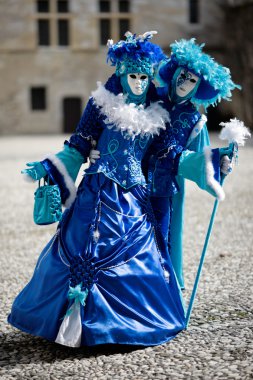 Blue and white costumes for Carnival clipart
