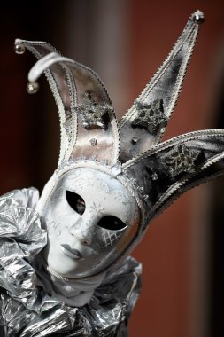 Close-up view on silver mask at the carnival clipart