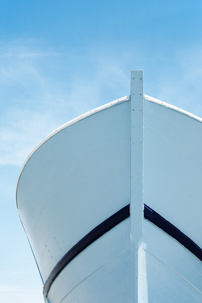 Blue prow under blue sky