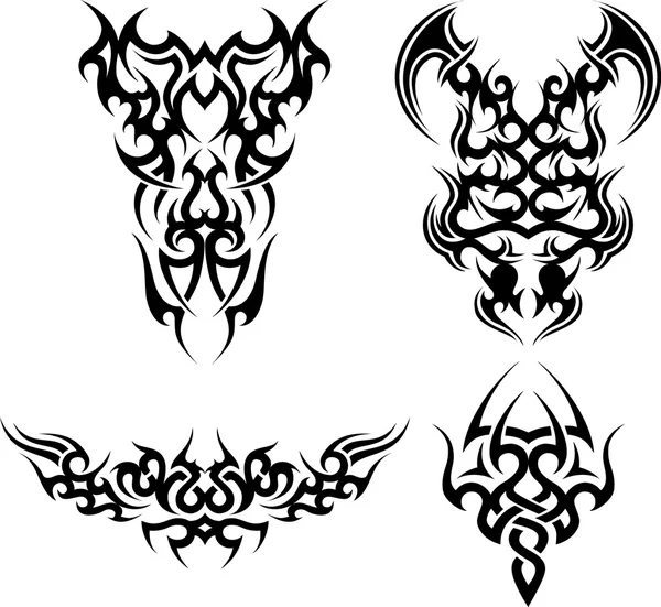 Conjunto de 4 tatuajes tribales — Vector de stock