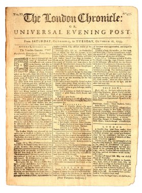 Old London Newspaper dated 1759 clipart