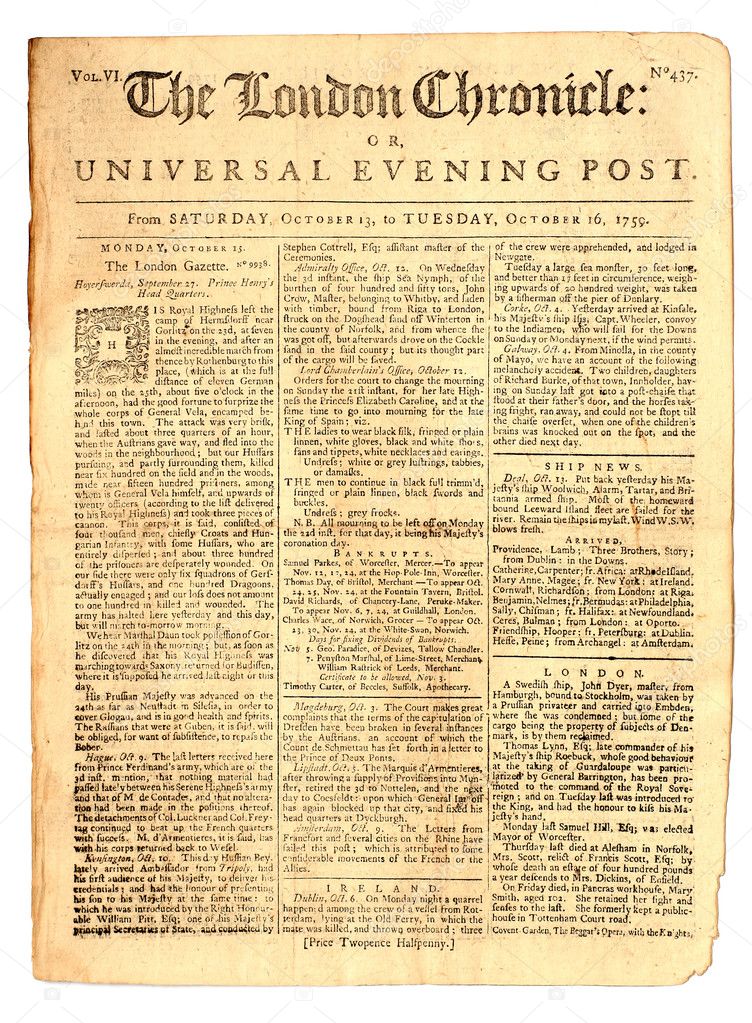 Old London Newspaper dated 1759 — Stock Photo © meteor #2105395