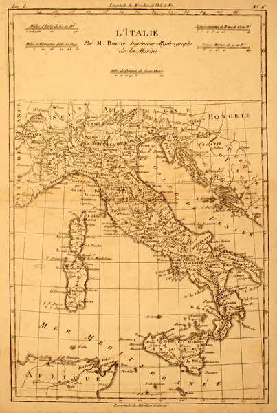 Oude kaart van Italië — Stockfoto