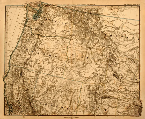 Старая карта северо-запада Америки . — стоковое фото