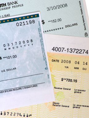 Collection of Commercial Bank Checks. clipart