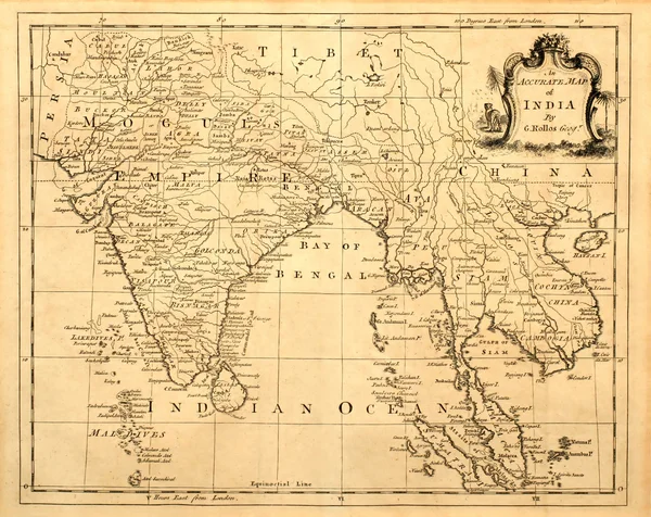 Mapa antiguo de la India y el sudeste asiático Imágenes de stock libres de derechos