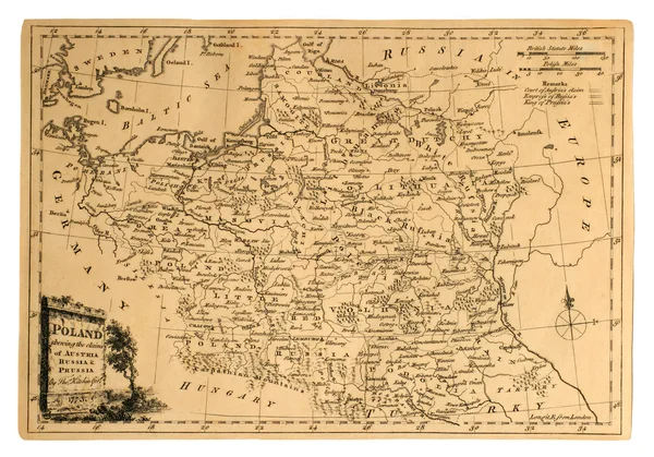 Antigo mapa de Polônia — Fotografia de Stock