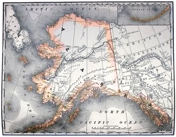 Винтажная карта Аляски — стоковое фото