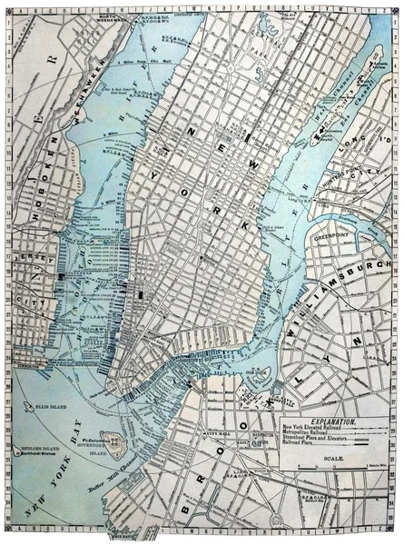Alter Straßenkarte von New York City. — Stockfoto
