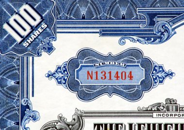 Stock Certificate Close-up. clipart