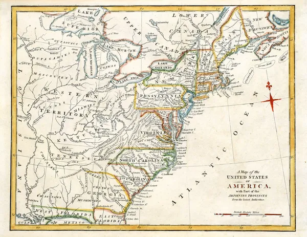 早期的美国地图. — 图库照片