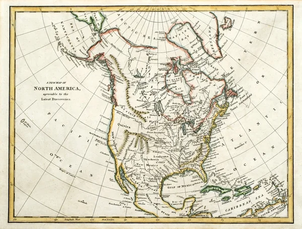 Gammal karta över Nordamerika. — Stockfoto