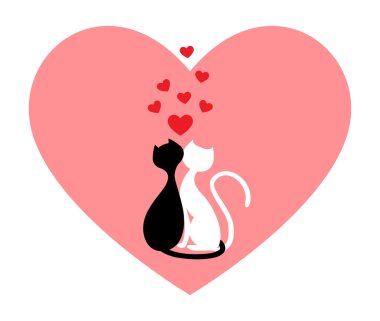 Black cat and white cat clipart