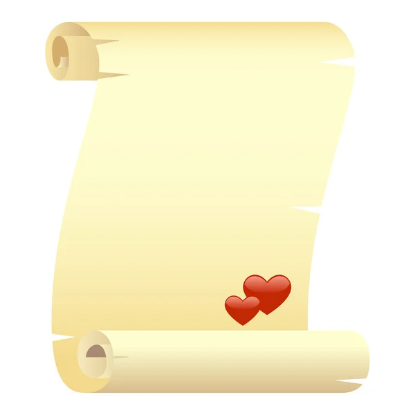 Scroll with two hearts — Stock Vector