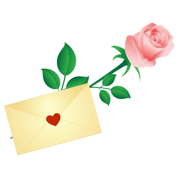 Róża i miłosny list — Wektor stockowy