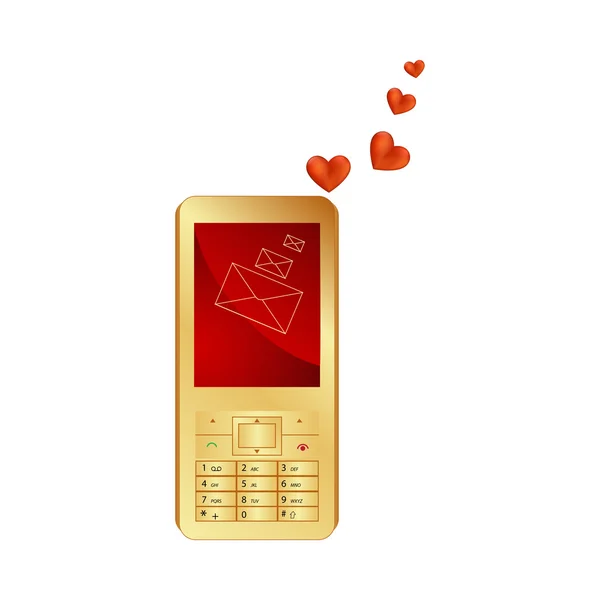 Phone and hearts — Stock Vector