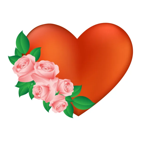 Szív és a rózsa — Stock Vector