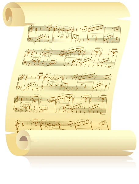 Κίτρινο πάπυρο με μουσική σημειογραφία — Διανυσματικό Αρχείο