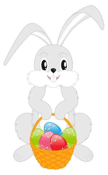 Bunny with colored eggs — Stock Vector